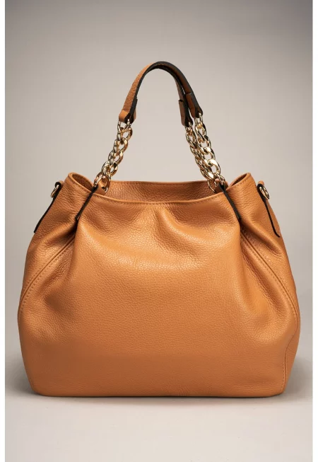 Кожена чанта за рамо - Оранжев