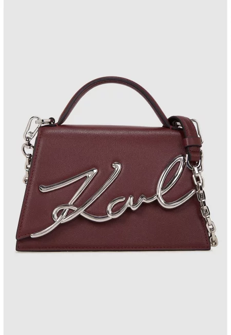 Кожена ръчна чанта Signature - Бордо