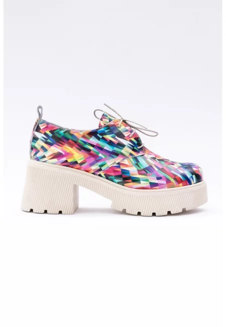 Кожени обувки с равна подметка - Многоцветен