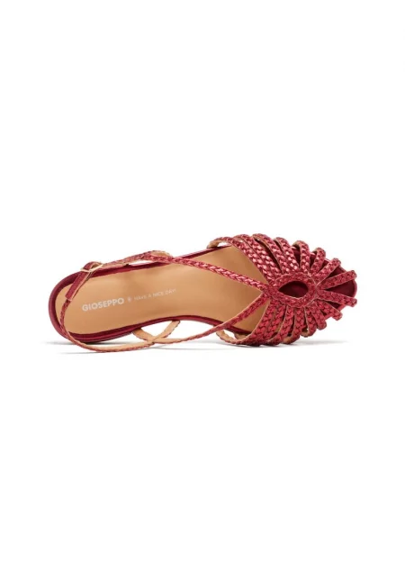 Кожени сандали със сплетен дизайн - Бордо