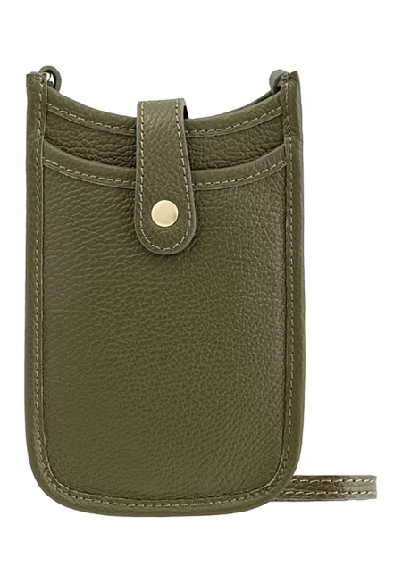 Малка кожена чанта през рамо - Папратово зелено