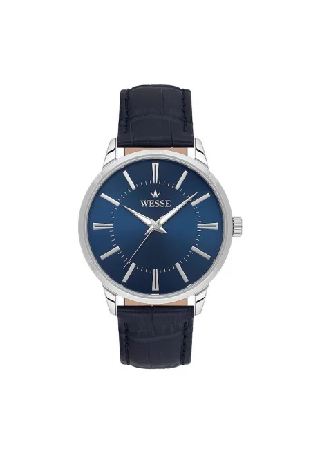 Мъжки часовник  41 мм - каишка от екологична кожа - водоустойчив на 5 ATM - циферблат от метализирано сиво