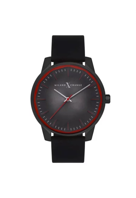 Мъжки часовник  MEX3177 - 44мм - сива силиконова каишка - водоустойчивост 3 ATM - черен цвят