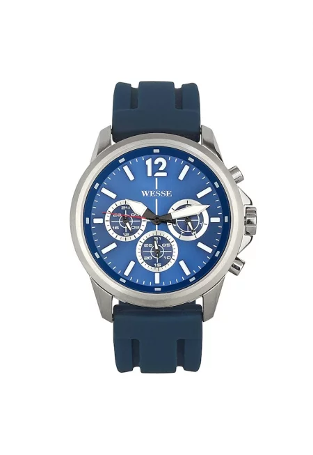 Мъжки часовник  модел WWG400503S - сребрист - синя силиконова каишка - водоустойчивост 5 ATM