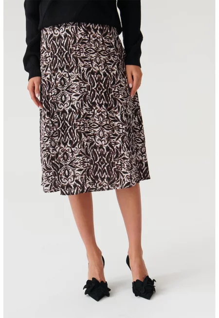 Миди пола с принт - Бял/Черен