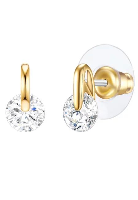 Обеци с покритие от 14K злато с циркони - Златист