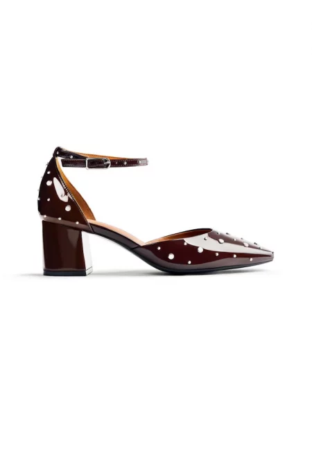 Обувки от еко кожа с масивен ток - Кафяв