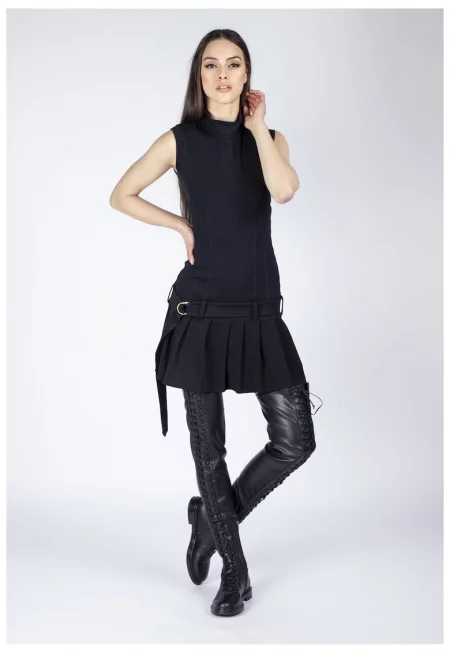 Памучна мини рокля с плисета