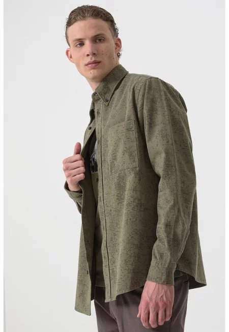 Памучна риза Oxford - Зелени аспержи