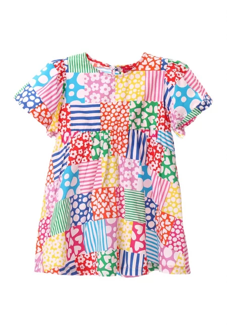 Памучна рокля с принт - Многоцветен