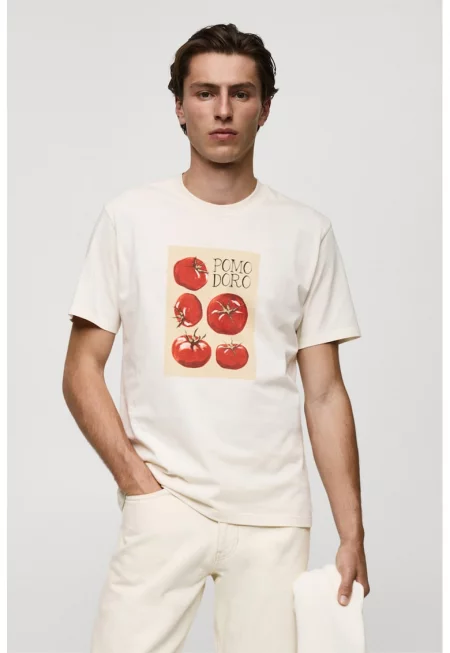 Памучна тениска Pomodoro с графична шарка