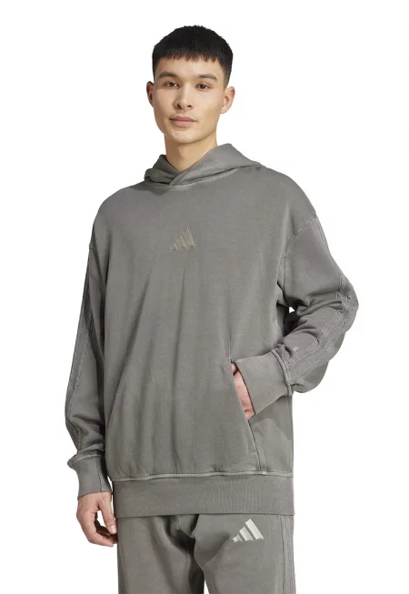 Памучно худи с лого - Tъмносив