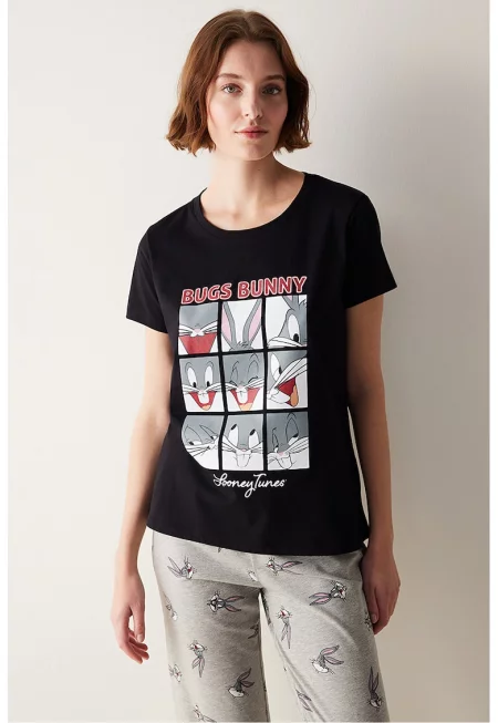 Пижамена тениска с шарка на Bugs Bunny