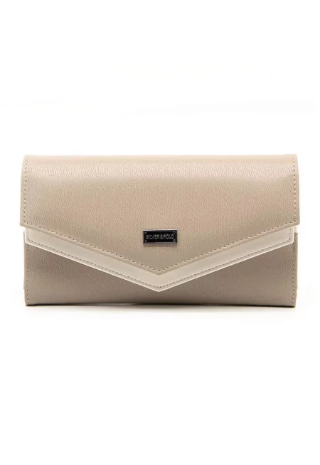 Портмоне от еко кожа с джобове - Светло кафяво