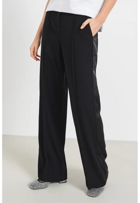 Прав панталон с висока талия - Черен