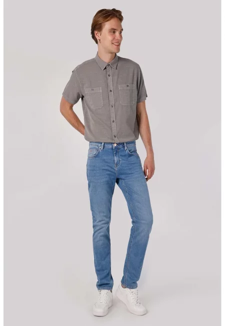 Прави дънки 044 Karl - Светлосин