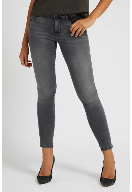 Прилепнали дънки Curve X със захабен ефект - Мръснобял/Tъмносив