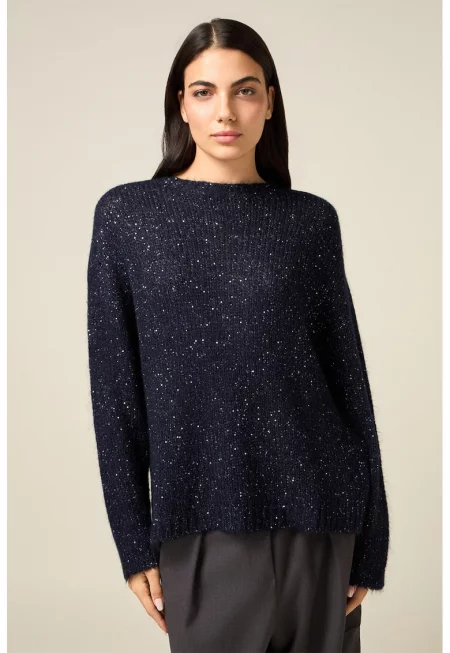 Пуловер с мохер и бляскави нишки