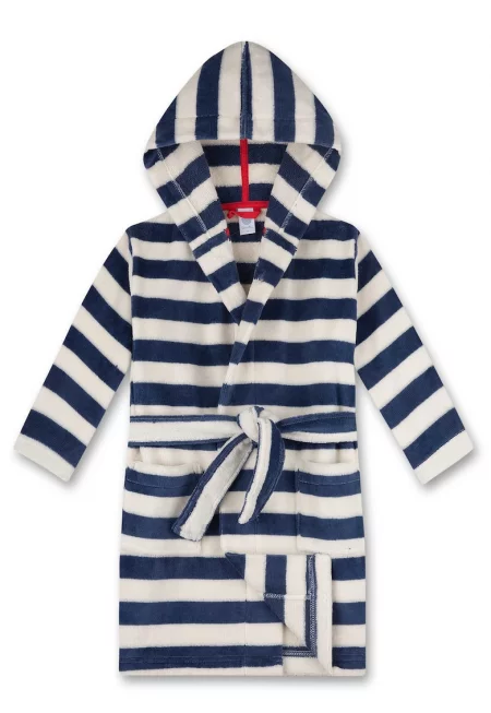 Раиран халат за баня - Бял/Син