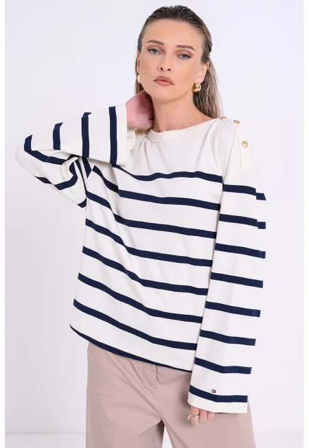 Раирана блуза с паднали ръкави