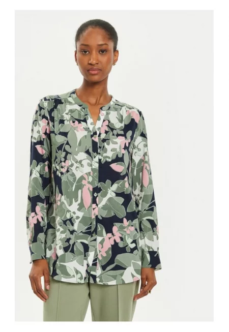 Риза  12001907 Зелена стандартна кройка - памук/вискоза