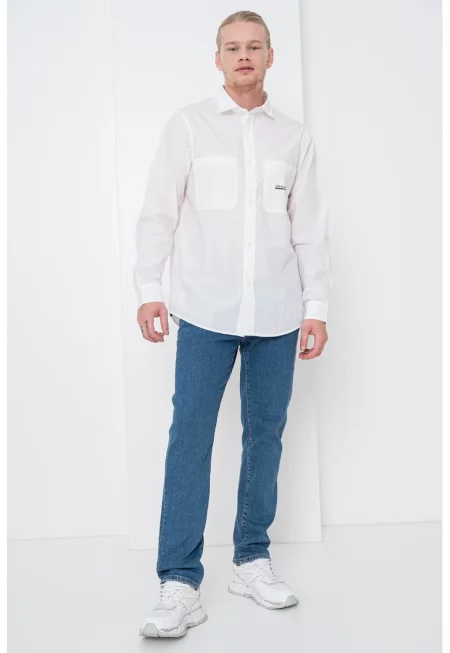 Риза с дълги ръкави и лого - Бял