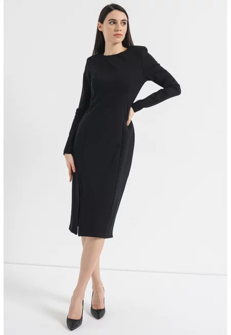 Рокля с цепка встрани - Черен