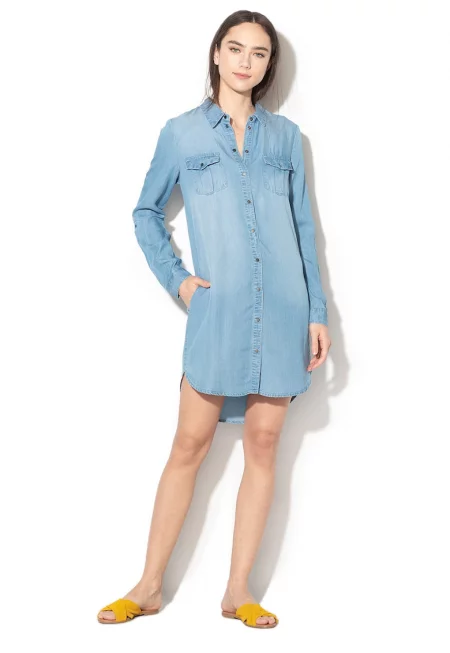 Рокля тип риза от лиосел - Светлосин