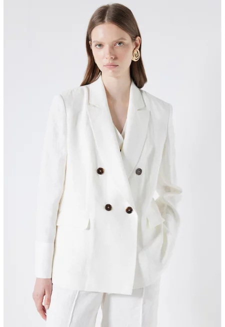 Сако с двуредно закопчаване - Бял