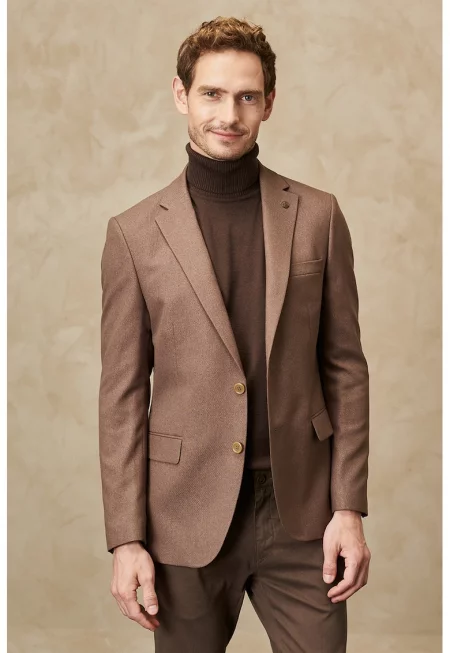 Сако с раздвоен ревер - Светлокафяв