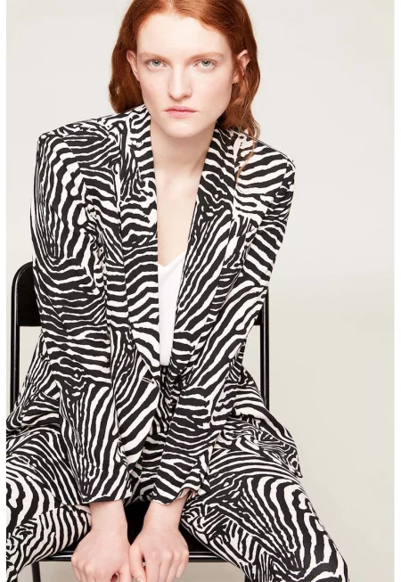 Сако със зеброва шарка - Бял/Черен