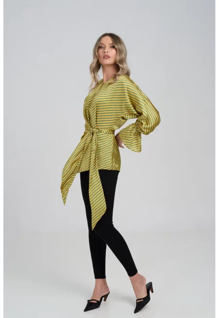 Сатинитана блуза на райе - Жълт