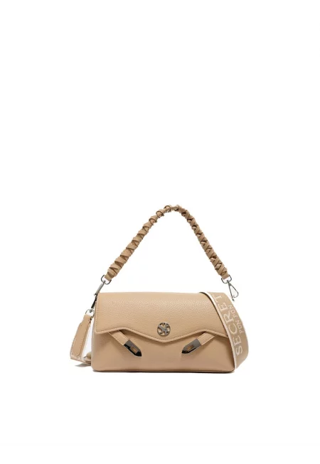 SECRET PON PON. - Ръчна чанта от еко кожа с капаче - Сив