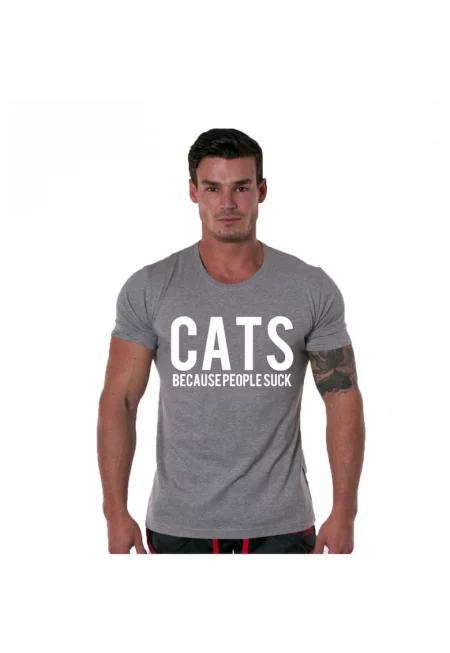 Сиво-бяла тениска за мъже - Котки