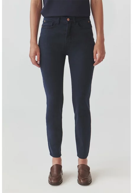 Слим панталон със средна талия - Ултрамарин синьо