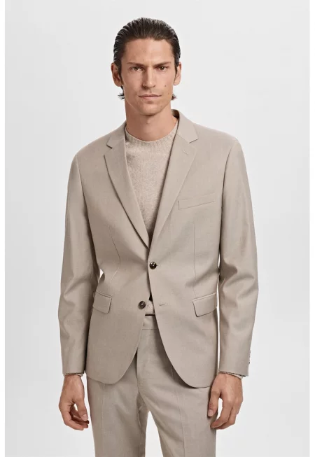 Слим сако с раздвоен ревер - Светло кафяво