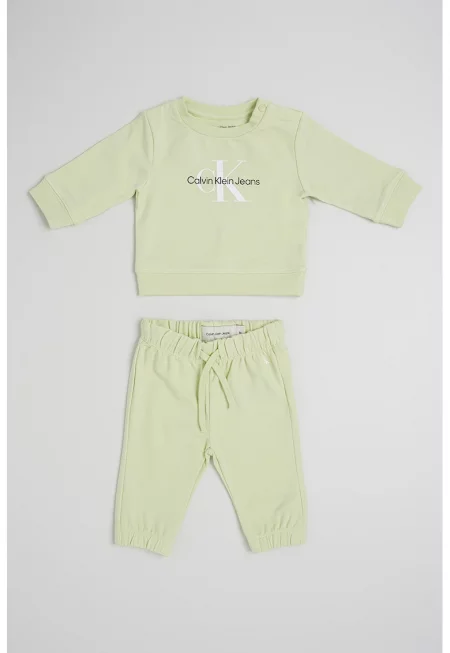 Спортен екип с органичен памук и лого - Бледозелен