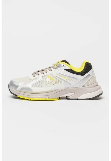 Спортни обувки Eagle от еко кожа и текстил - Бял/Неоново зелено/Сребрист