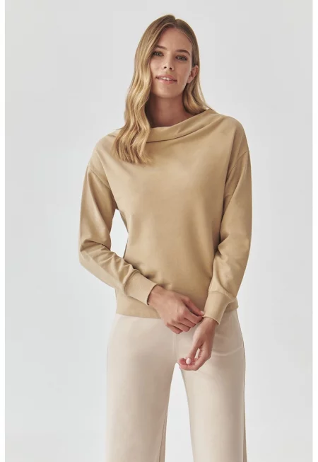 Суитшърт с памук - Бежов