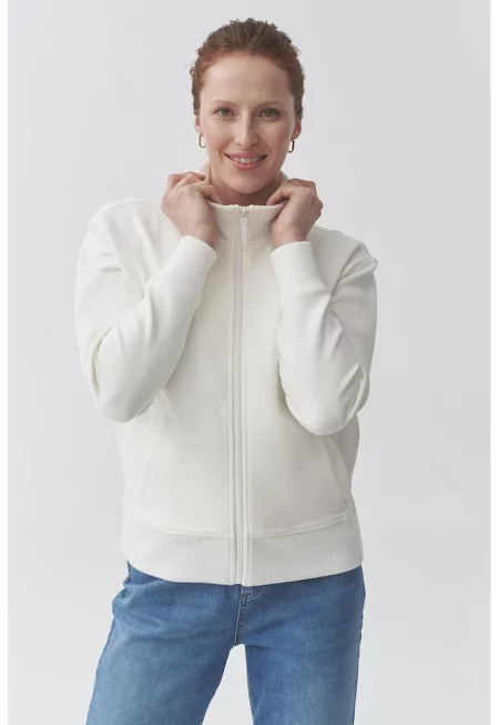 Суитшърт с висока яка - Бял