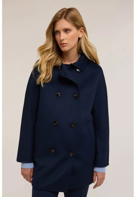 Свободно двуредно палто с вълна