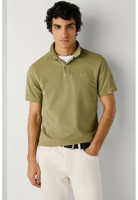 Тениска от памучно пике с яка