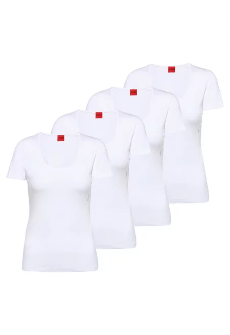 Тениска с памук - 4 броя - Бял