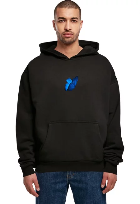 Унисекс худи с принт - Черен/Кафяв/Син