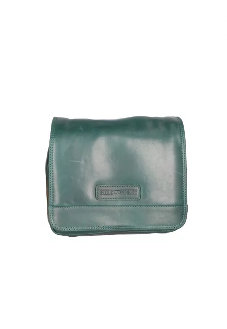 Унисекс кожена чанта през рамо - Петролно синьо