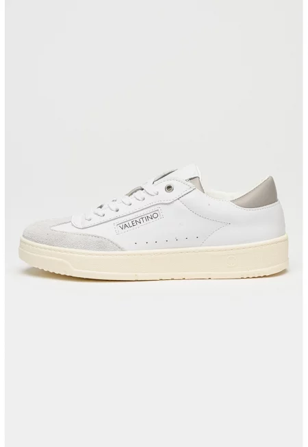 Унисекс спортни обувки от кожа и велур - Светло сив/Бял