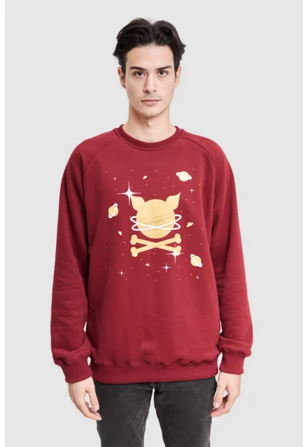 Унисекс суитшърт с ръкави реглан и лого - Бордо