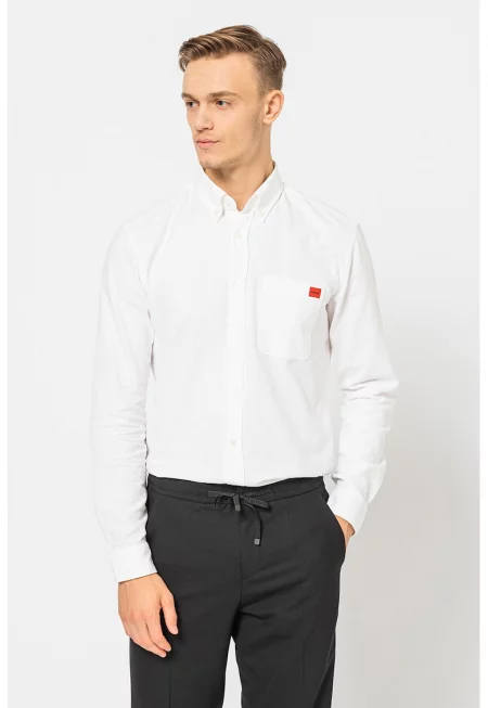Вталена риза Evito с джоб на гърдите - Бял