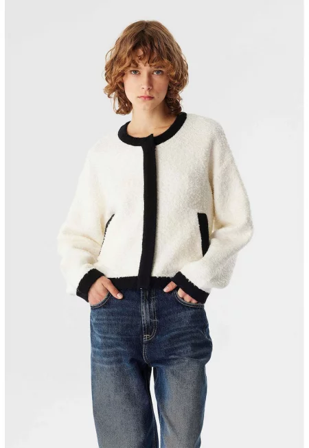 Жилетка с контрасти - Бял/Черен