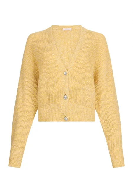 Жилетка с вълна и кашмир с копчета - Жълт